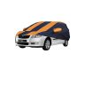 Allextreme SF5003 Car Body Cover Compatible with Skoda Fabia Custom Fit Dustproof UV Heat Resistant Indoor Outdoor Body Protection (Navy Blue & Orange with Mirror)