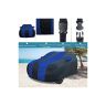 Allextreme VAK5002 Car Body Cover Compatible with Volkswagen Ameo Custom Fit Dustproof UV Heat Resistant Indoor Outdoor Body Protection (Navy Blue & Blue with Mirror)