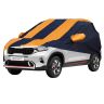 Allextreme KSG5003 Car Body Cover Compatible with Kia Sonet Custom Fit Dustproof UV Heat Resistant Indoor Outdoor Body Protection (Navy Blue & Orange with Mirror)