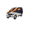 Allextreme MBZ5003 Car Body Cover Compatible with Mahindra Bolero Custom Fit Dustproof UV Heat Resistant Indoor Outdoor Body Protection (Navy Blue & Orange with Mirror)