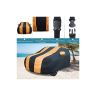 Allextreme MBZ5003 Car Body Cover Compatible with Mahindra Bolero Custom Fit Dustproof UV Heat Resistant Indoor Outdoor Body Protection (Navy Blue & Orange with Mirror)