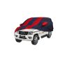 Allextreme MBZ5004 Car Body Cover Compatible with Mahindra Bolero Custom Fit Dustproof UV Heat Resistant Indoor Outdoor Body Protection (Navy Blue & Red with Mirror)