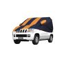 Allextreme MTZ5003 Car Body Cover Compatible with Mahindra TUV300 Custom Fit Dustproof UV Heat Resistant Indoor Outdoor Body Protection (Navy Blue & Orange with Mirror)