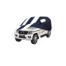 Allextreme MBZ5005 Car Body Cover Compatible with Mahindra Bolero Custom Fit Dustproof UV Heat Resistant Indoor Outdoor Body Protection (Navy Blue & White with Mirror)