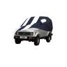 Allextreme MGZ5005 Car Body Cover Compatible with Maruti Suzuki Gypsy Custom Fit Dustproof UV Heat Resistant Indoor Outdoor Body Protection (Navy Blue & White with Mirror)