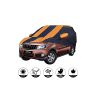 Allextreme MYY5003 Car Body Cover Compatible with Mahindra Xylo Custom Fit Dustproof UV Heat Resistant Indoor Outdoor Body Protection (Navy Blue & Orange with Mirror)