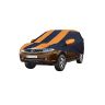 Allextreme TRY5003 Car Body Cover Compatible with Tata Safari Storme Custom Fit Dustproof UV Heat Resistant Indoor Outdoor Body Protection (Navy Blue & Orange with Mirror)