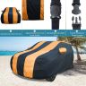 Allextreme MXY5003 Car Body Cover Compatible with Mahindra XUV500 Custom Fit Dustproof UV Heat Resistant Indoor Outdoor Body Protection (Navy Blue & Orange with Mirror)