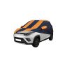 Allextreme MKB5003 Car Body Cover Compatible with Mahindra KUV100 Custom Fit Dustproof UV Heat Resistant Indoor Outdoor Body Protection (Navy Blue & Orange with Mirror)
