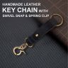 Allextreme EXKCL01 Leather Keychain Loop, Belt Key Holder, Keyring Organizer with Spring Clip, Ring & Strap for Men & Women (Black)