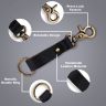 Allextreme EXKCL01 Leather Keychain Loop, Belt Key Holder, Keyring Organizer with Spring Clip, Ring & Strap for Men & Women (Black)