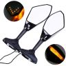 AllExtreme EXMIRR2 Universal Motorcycle Rearview Side Mirrors with LED Turn Signal Indicator Adjustable Bike Rear View Mirror for R15 & Other Full Flared Bikes (Amber Yellow)