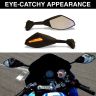 AllExtreme EXMIRR2 Universal Motorcycle Rearview Side Mirrors with LED Turn Signal Indicator Adjustable Bike Rear View Mirror for R15 & Other Full Flared Bikes (Amber Yellow)