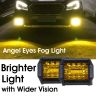 Allextreme EXLEDRS1 34 LED Fog Light Bar Waterproof 4 Inch CREE Cube Work Light for Bike Cars and Motorcycle, 72W, Yellow Light (PACK-2)