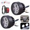 Allextreme EX4FSW2 4 LED Round Fog Light 7/8 Inch Handlebar Driving Head Lamp with Mirror Mount Handlebar Switch for Motorcycle (12W, White Light, 2 PCS)