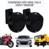 AllExtreme SHON WINDTONE HORN for Bike & Car Horns Super Loud Sound Air Siren (12V, Black & Gold, 2 Pcs)