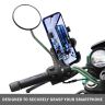 Allextreme EXMUH02 Mobile Phone Holder with USB Charger Waterproof Easy Adjustable Rear View Mirror Mount Solid Metal Cradle Stand Suitable for Bike & Mobile Phones 3.5" to 7.0" (Black)