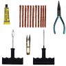 AllExtreme EXTPT06 Tubeless Tyre Puncture Repair Kit Portable Flat Tire Puncher Fixing Box (Nose Plier + T-Handle Pluggers + 11 Brown Seal Strips + Rubber Solution + Cutter)