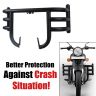 AllExtreme EXLGPN1 Stainless Steel Leg Guard Front Bike Metal Safety Crash Bar Compatible with Reborn & Meteor (Black, Thickness 1.5 Inch)