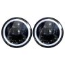 Allextreme EX7IL99 75W 8 LED Round Headlight Full Ring 3 Color DRL Angel Eyes & Hi/Low Beam Compatible with Royal Enfield, Jeep & Harley Davidson (7 Inch, Pack of 2)