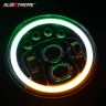 Allextreme EX7IL99 75W 8 LED Round Headlight Full Ring 3 Color DRL Angel Eyes & Hi/Low Beam Compatible with Royal Enfield, Jeep & Harley Davidson (7 Inch, Pack of 2)
