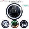 Allextreme EX7IL99 75W 8 LED Round Headlight Full Ring 3 Color DRL Angel Eyes & Hi/Low Beam Compatible with Royal Enfield, Jeep & Harley Davidson (7 Inch, Pack of 2)