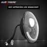 Allextreme 7-Inch Round H4 H13 LED Halogen Headlight with DRL High/Low Beam Turn Signal Angel Eyes for Jeep Wrangler Motorcycles & Cars (Pack of 2, Amber/White)