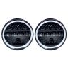 Allextreme 12 LED Round Headlight with Full Ring 3 Color DRL Angel Eyes & Hi/Low Beam Compatible with Royal Enfield, Jeep & Harley Davidson (Pack of 2)
