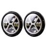 Allextreme 7 Inch Round Headlight with Full Ring 3 Color DRL Angel Eyes & Hi/Low Beam Compatible with Royal Enfield, Jeep & Harley Davidson (Pack of 2)