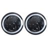 Allextreme 8 LED 7 Inch Round Headlight Full Ring White DRL Ultra Bright Turn Indicator Hi/Low Beam Compatible with Royal Enfield, Jeep & Harley Davidson (75W) (Pack of 2)