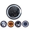 Allextreme 8 LED 7 Inch Round Headlight Full Ring White DRL Ultra Bright Turn Indicator Hi/Low Beam Compatible with Royal Enfield, Jeep & Harley Davidson (75W) (Pack of 2)
