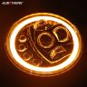 Allextreme 8 LED 7 Inch Round Headlight Full Ring White DRL Ultra Bright Turn Indicator Hi/Low Beam Compatible with Royal Enfield, Jeep & Harley Davidson (75W) (Pack of 2)
