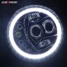 Allextreme 8 LED 7 Inch Round Headlight Full Ring White DRL Ultra Bright Turn Indicator Hi/Low Beam Compatible with Royal Enfield, Jeep & Harley Davidson (75W) (Pack of 2)