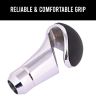 Allextreme EXTGTF1 Gear Shift Knob Manual Automatic Transmission Aluminum Alloy Shifter Stick Lever with Soft Head Grip Compatible with Car Truck SUV (Black & Chrome)