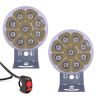 Allextreme EX-9WDL01 Off Road Driving Lamp with Switch 9 LED Round 3" Foglights for Motorcycles, Cars & Bikes (9W, White Light, 2 Pcs)