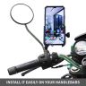 Allextreme EXMUH01 Mobile Phone Holder with USB Charger Waterproof Easy Adjustable Rear View Mirror Mount Solid Metal Cradle Stand Suitable forBike & Mobile Phones 3.5" to 7.0"