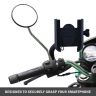 Allextreme EXMUH01 Mobile Phone Holder with USB Charger Waterproof Easy Adjustable Rear View Mirror Mount Solid Metal Cradle Stand Suitable forBike & Mobile Phones 3.5" to 7.0"