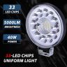 Allextreme EX-33FGL1 33 LED Car Bike Headlight Lamp IP67 High-Intensity Beam 40W Uniform Light Vehicle Accessory Compatible with Cars Bikes Trucks SUV (White, Pack of 1)