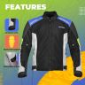 Allextreme TURBO Bike Riding Jacket Racer Mesh Fabric Armour Back Elbow Shoulder Protection with Night Visibility Sticker for Men (2XL, Neon Green/Blue)