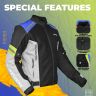 Allextreme TURBO Bike Riding Jacket Racer Mesh Fabric Armour Back Elbow Shoulder Protection with Night Visibility Sticker for Men (2XL, Neon Green/Blue)
