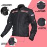 Allextreme SPEEDO Bike Riding Jacket Mesh Fabric Racer Motorcycle Armour Back Elbows Shoulders Protection with All Season Night Visibility Sticker for Men (M, Red)