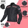 Allextreme SPEEDO Bike Riding Jacket Mesh Fabric with Motorcycle Ride Back Elbows Shoulders Protection and All Season Night Visibility Sticker for Men (Red, XL)