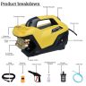 AllExtreme X-020723 High Pressure Car Washer 2100W Pump 210 Bar 10L/min Flow Rate Commercial Cleaning Machine for Cars Bikes Washing