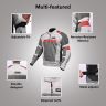 Allextreme BAZOOKA Unisex All weather Adult Motorcycle Riding Jacket with Impact Protection Back & Elbow Guard Reflective Stickers and Abrasion Resistance (XL, Grey & Red)
