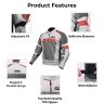 Allextreme BAZOOKA Bike Riding Jacket Mesh Fabric Racer Motorcycle with Back Elbows Shoulders Protection and All Season Night Visibility Sticker for Men (M, Grey/Red)