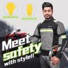 Allextreme BAZOOKA Unisex All weather Adult Motorcycle Riding Jacket with Impact Protection Back & Elbow Guard Reflective Stickers and Abrasion Resistance (XL, Black/Neon Green)