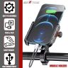 Allextreme Mobile Phone Holder 360° Smartphone Mount Adapter Adjustable Screw Clamp with USB Charging Connectivity for Motorcycles & Bikes- Black