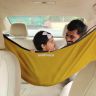 AllExtreme Car Cradle Hammock for 0 to 3 Year Baby Portable Travel Cloth Jhula with Adjustable Belt Hangers and Carry Bag (Musturd Yellow)