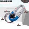 Allextreme 35775A Belt Hook Locking Keychain Stainless Steel Heavy Duty Keyring with 2 rings for Car Bike (Pack of 1, Blue)