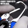 Allextreme 35775A Belt Hook Locking Keychain Stainless Steel Heavy Duty Keyring with 2 rings for Car Bike (Pack of 1, Blue)